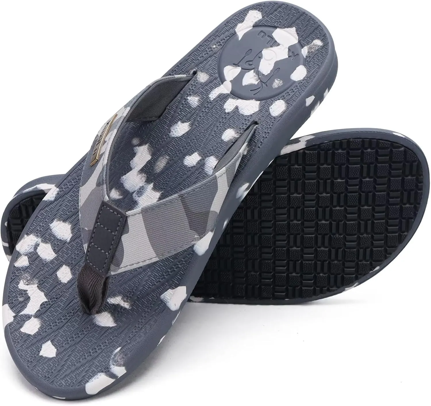 KuaiLu Mens Flip Flops Arch Support Comfortable Summer Beach Thong Sandals Yoga Foam Cushion Slip on Slippers