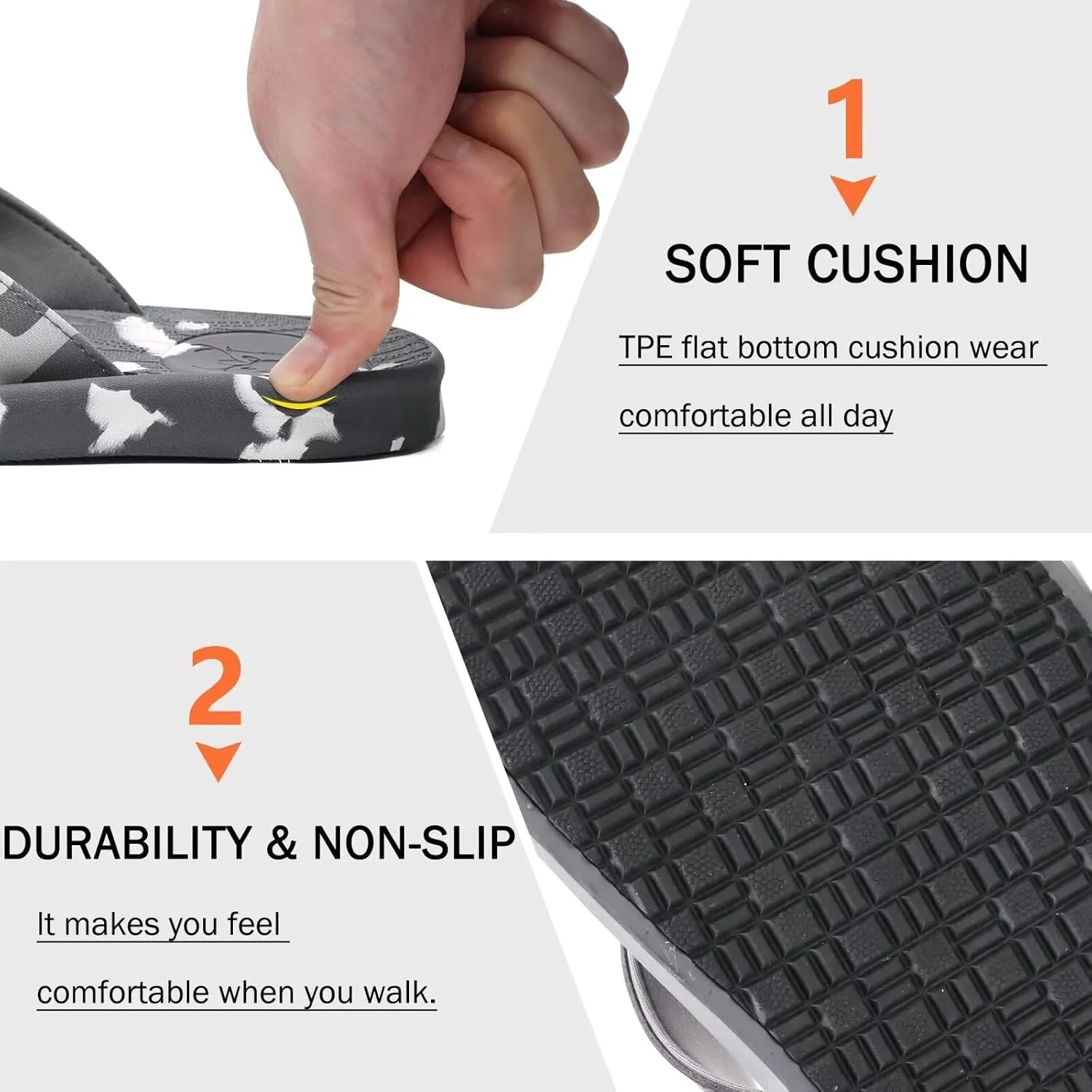 KuaiLu Mens Flip Flops Arch Support Comfortable Summer Beach Thong Sandals Yoga Foam Cushion Slip on Slippers