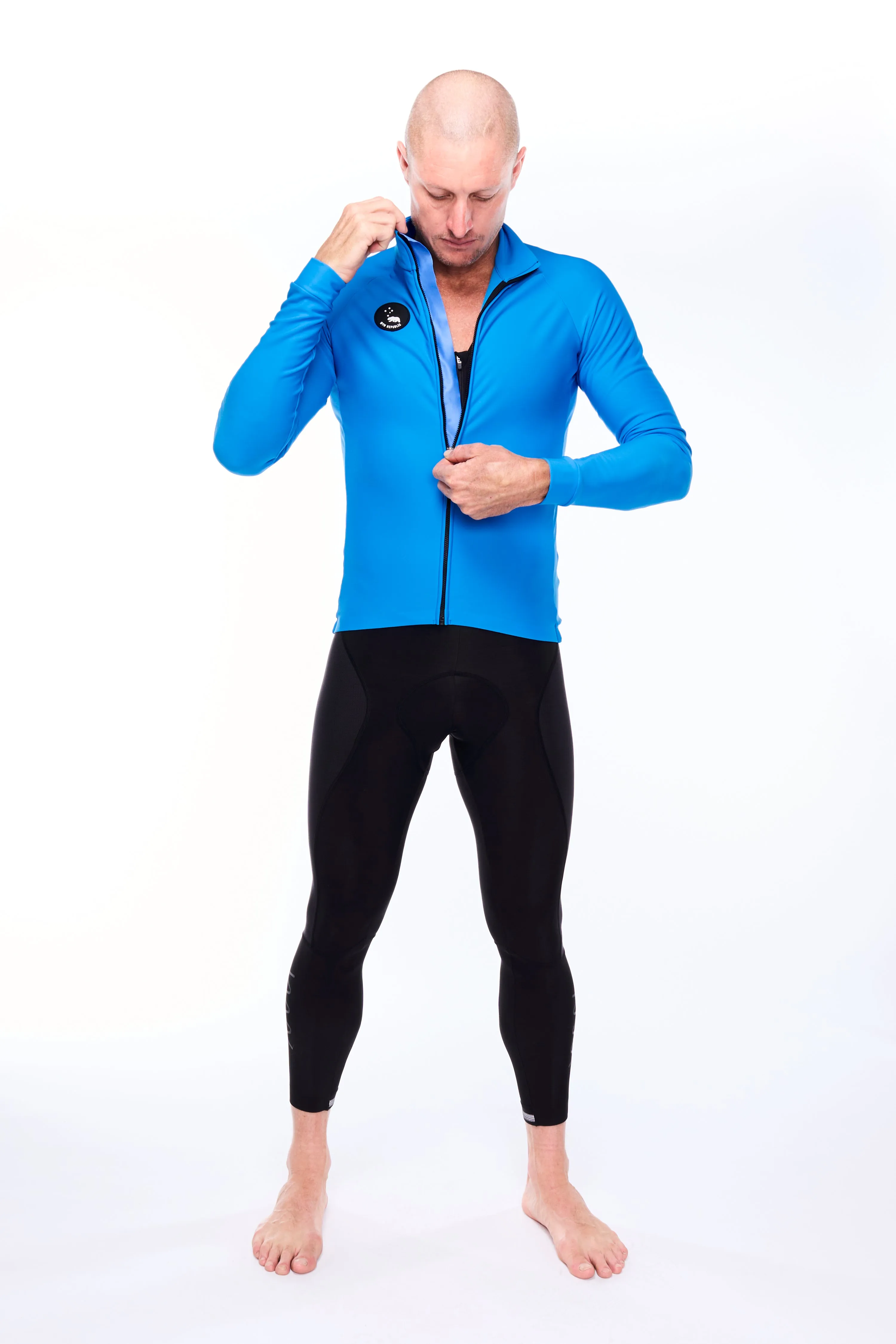 Men's Italian Thermal Cycling Jacket - Electric Blue