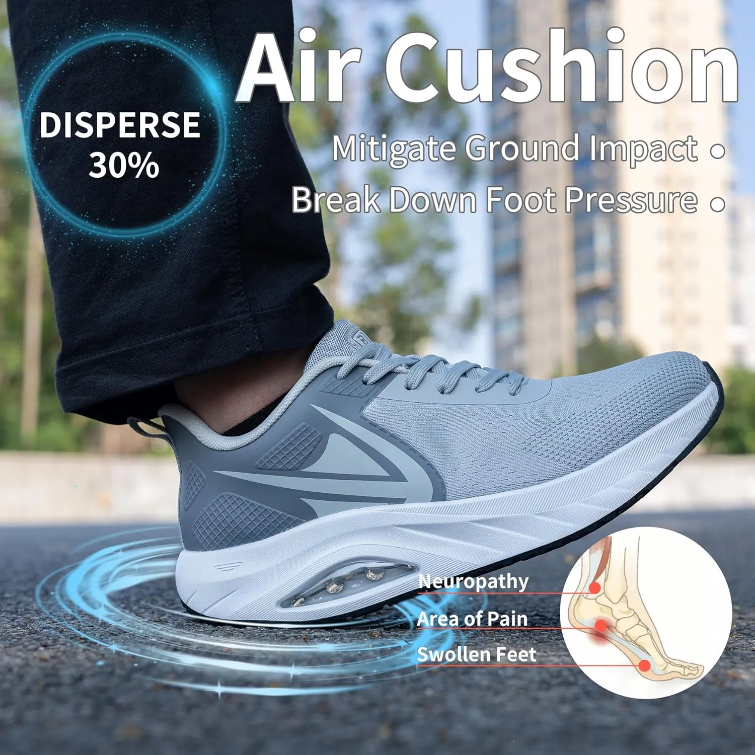 PERSOUL Mens Wide Toe Box Shoes Air Running Fashion Sneakers Athletic Tennis Walking Shoes with Arch Support for Gym Jogging Workout US 8-13