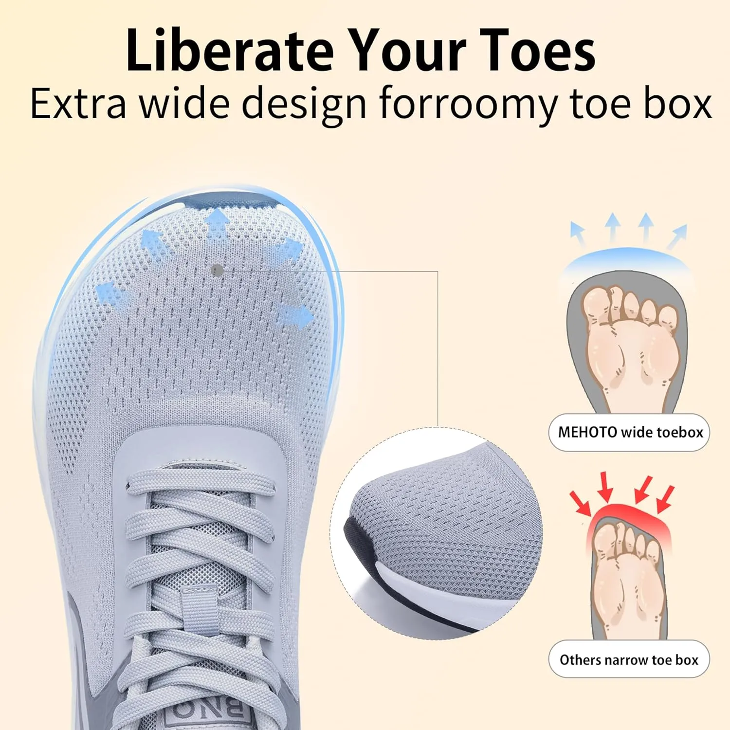 PERSOUL Mens Wide Toe Box Shoes Air Running Fashion Sneakers Athletic Tennis Walking Shoes with Arch Support for Gym Jogging Workout US 8-13
