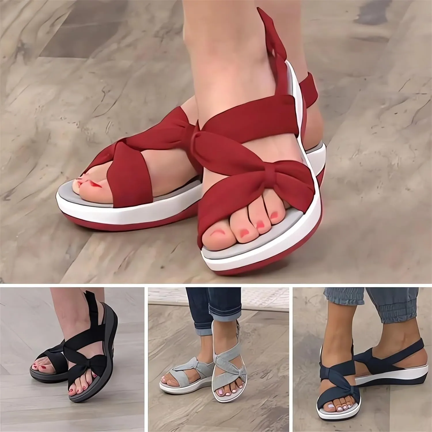 Summer Sandals for Women 2024 Orthopedic Arch Support Walking Shoes Casual Comfortable Platform Wedges Strappy Sandal