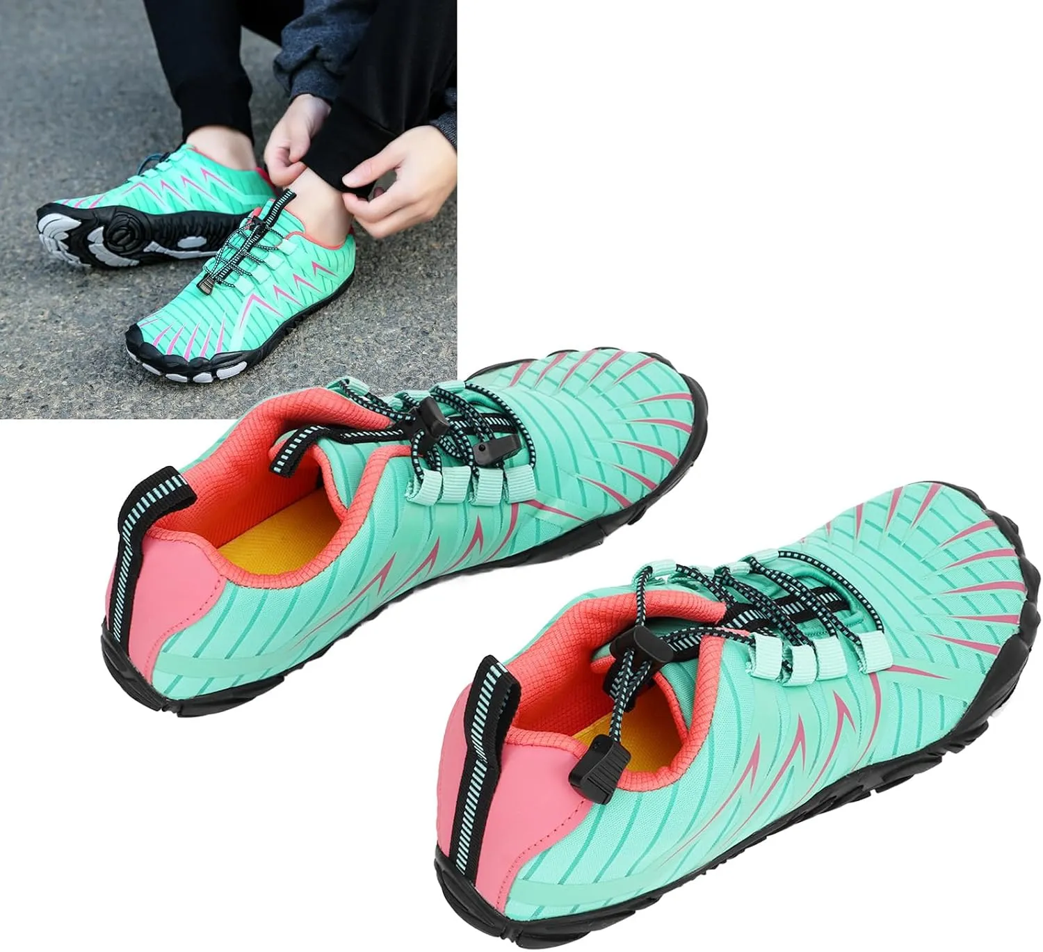 YOUTHINK Women Climbing Shoes Prevent Slip Breathable Lightweight Lady Water Shoes for Beach Hiking Driving Green