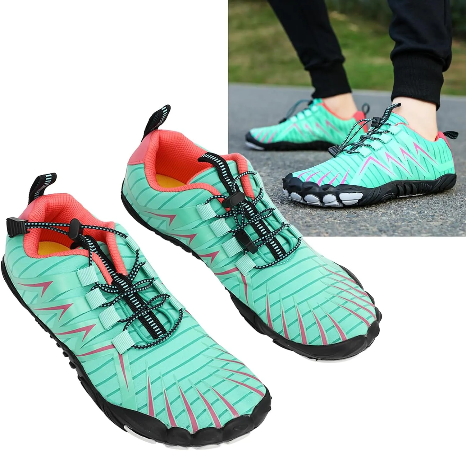 YOUTHINK Women Climbing Shoes Prevent Slip Breathable Lightweight Lady Water Shoes for Beach Hiking Driving Green