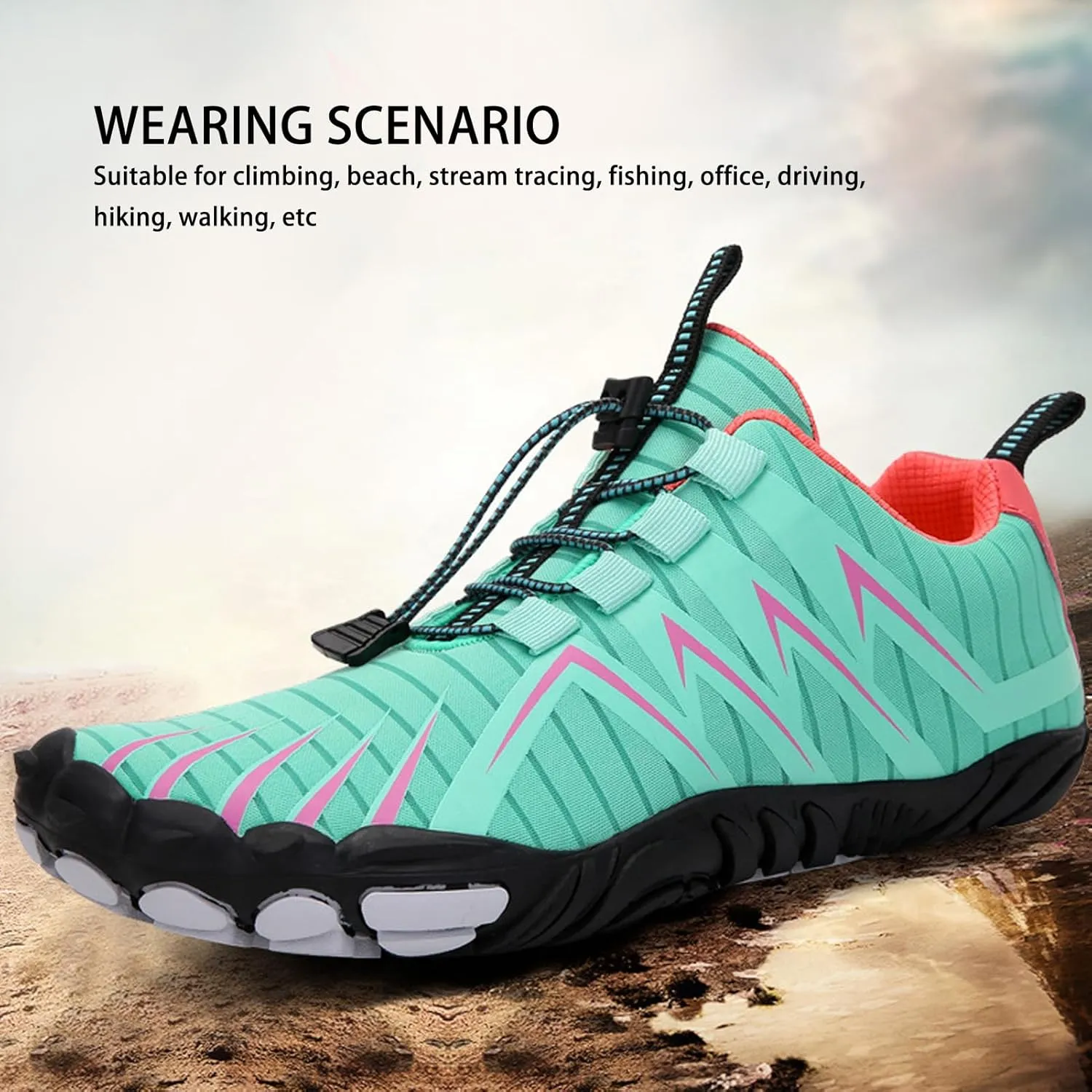 YOUTHINK Women Climbing Shoes Prevent Slip Breathable Lightweight Lady Water Shoes for Beach Hiking Driving Green